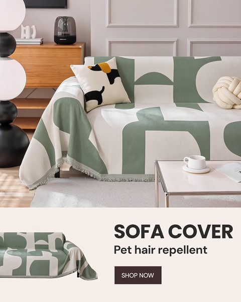 sofa cover, couch cover, furniture cover, slipcover, sofa protector, furniture protector, pet furniture cover, product launch, lifestyle, calm, green, neutral